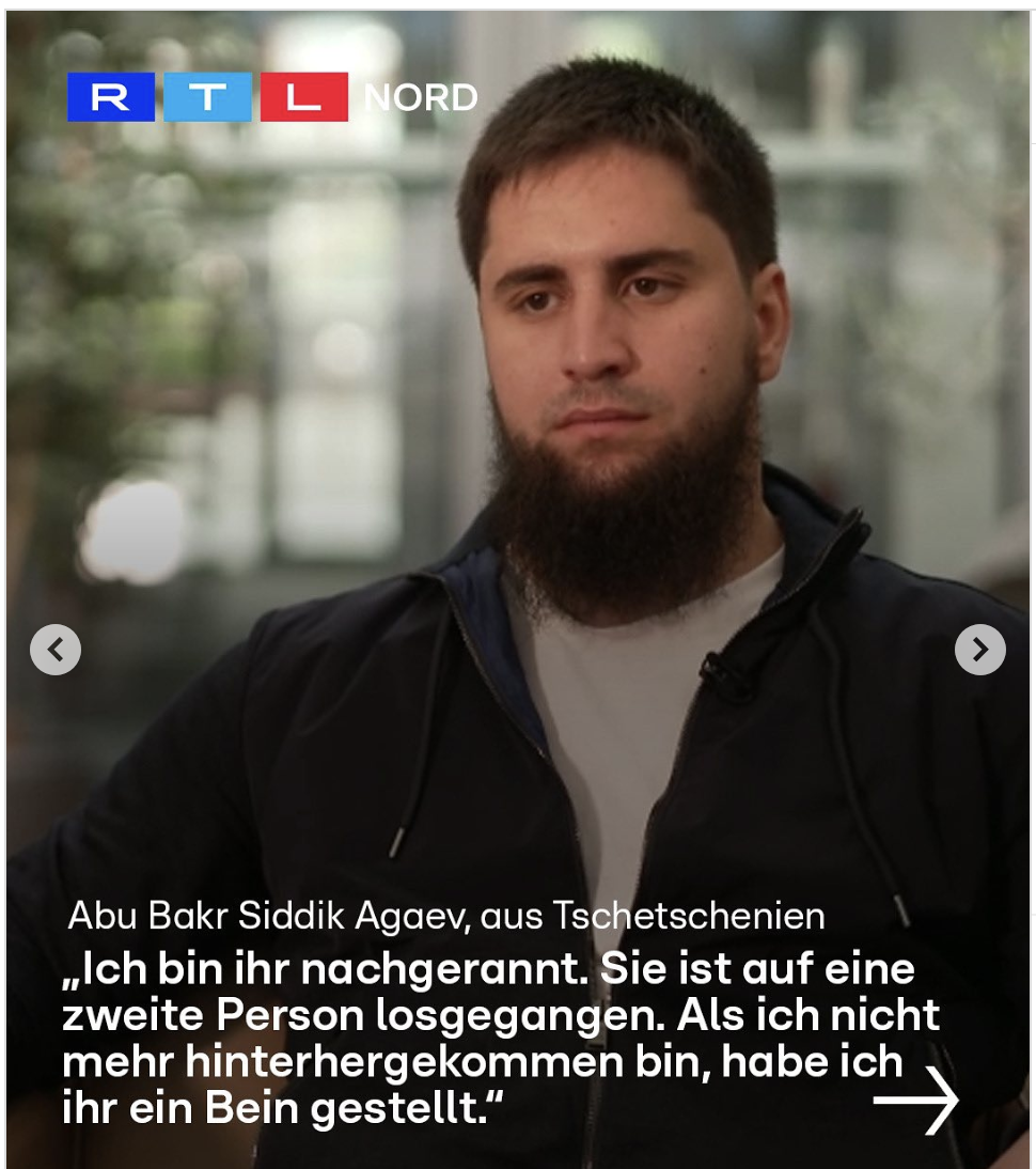 A Chechen man subdued a knife-wielding woman at a Hamburg train station