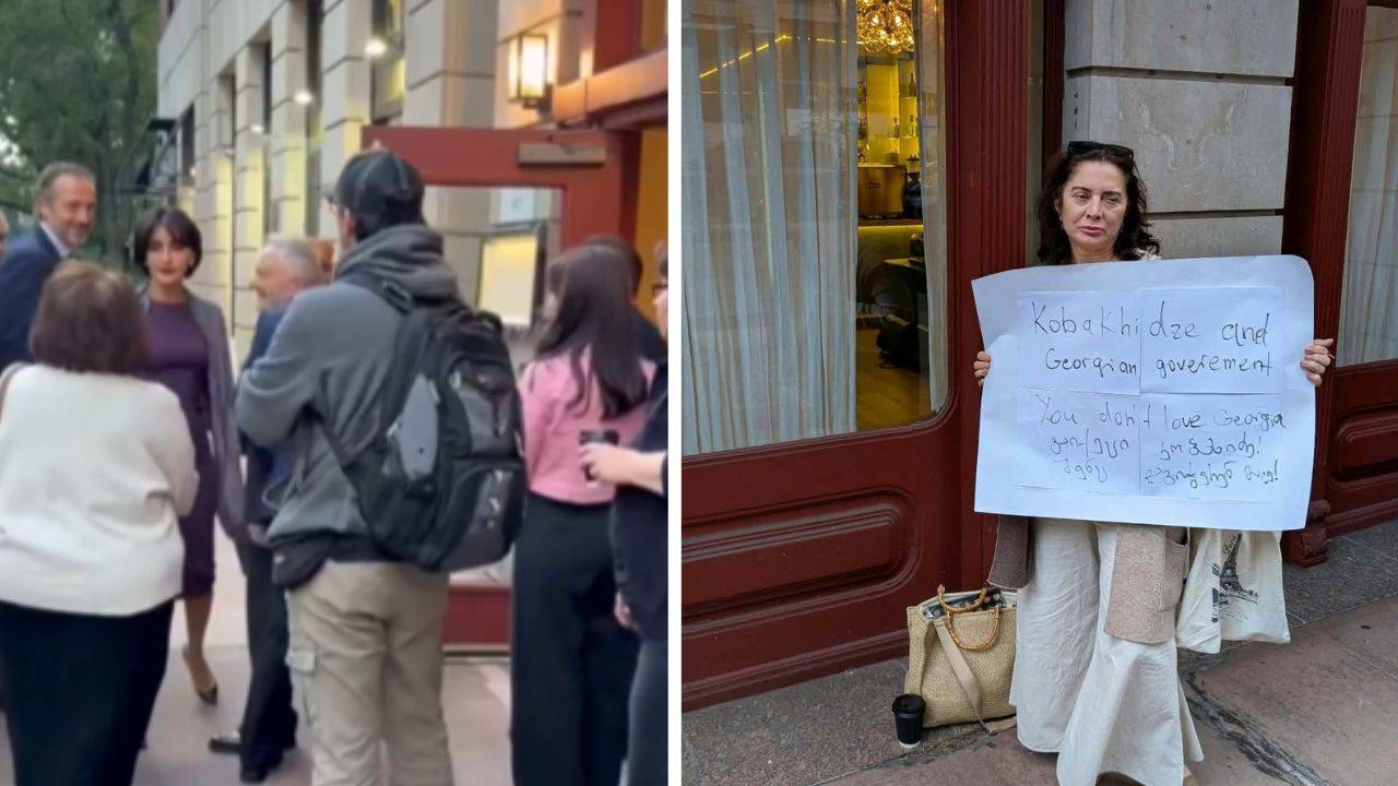 Главе МИД Грузии соотечественники устроили протест у ресторана в Нью-Йорке