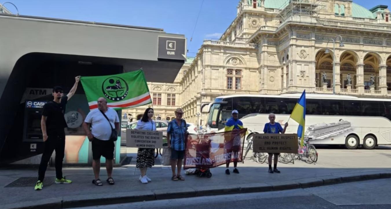 Chechen activists once again demand protection for refugees from the North Caucasus at the Finnish Embassy in Vienna